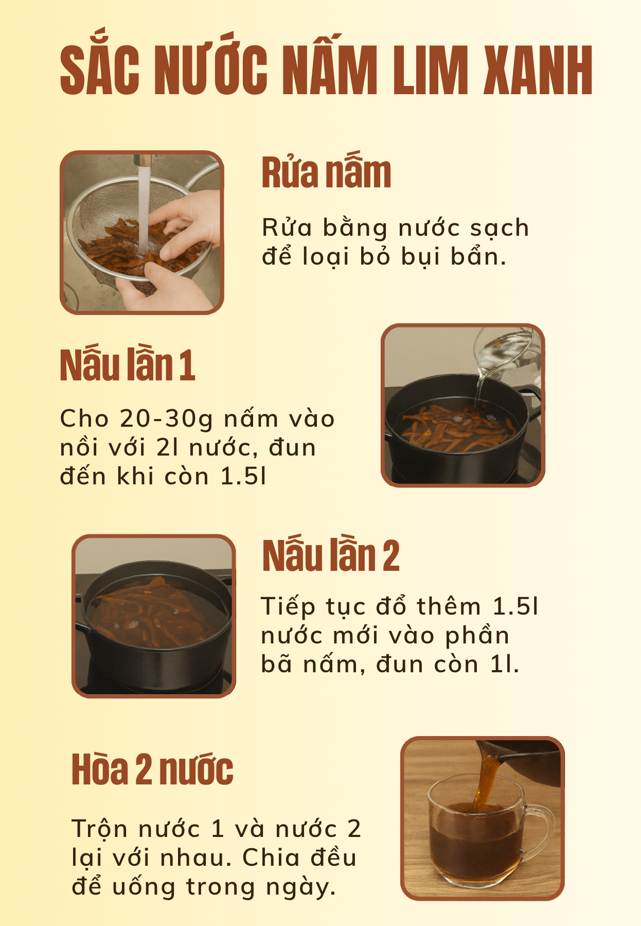 cách nấu nước nấm lim xanh